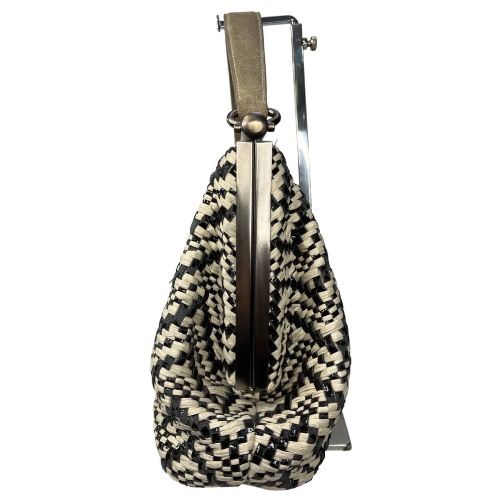 Marni Woven Frame HandBag Black Cream Resin Top Handle Italy Statement Modern - Picture 6 of 14